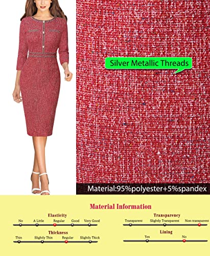 Image of VFSHOW Womens Button Crew Neck Wear to Work Office Business Casual Church Party Slimming Fitted Bodycon Pencil Sheath Dress