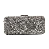 Long Rhinestone Box Evening Bag Women Formal Gathering Party Crystal Clutch Bridal Purse(grey)