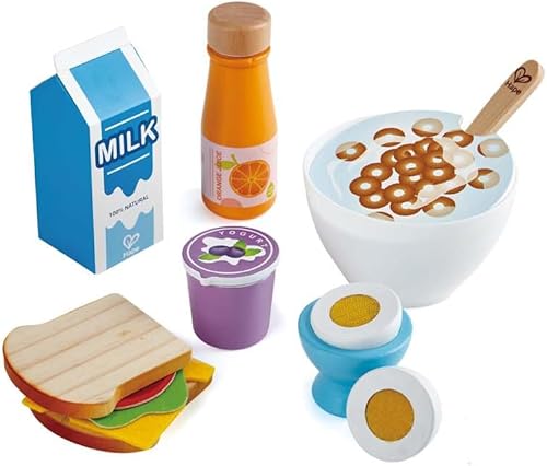 Miniatura 1 de Hape Delicioso juego de desayuno de madera | Juego de simulación con cuchara de juguete | Juguetes educativos de cocina de madera para niños