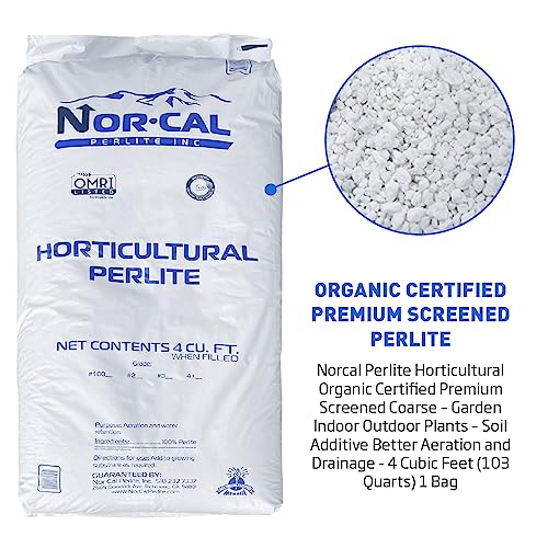 Norcal Perlite Horticultural Organic Certified Premium Screened Coarse – Garden Indoor Outdoor Plants – Soil Additive Better Aeration and Drainage - 4 Cubic Feet (103 Quarts) 1 Bag