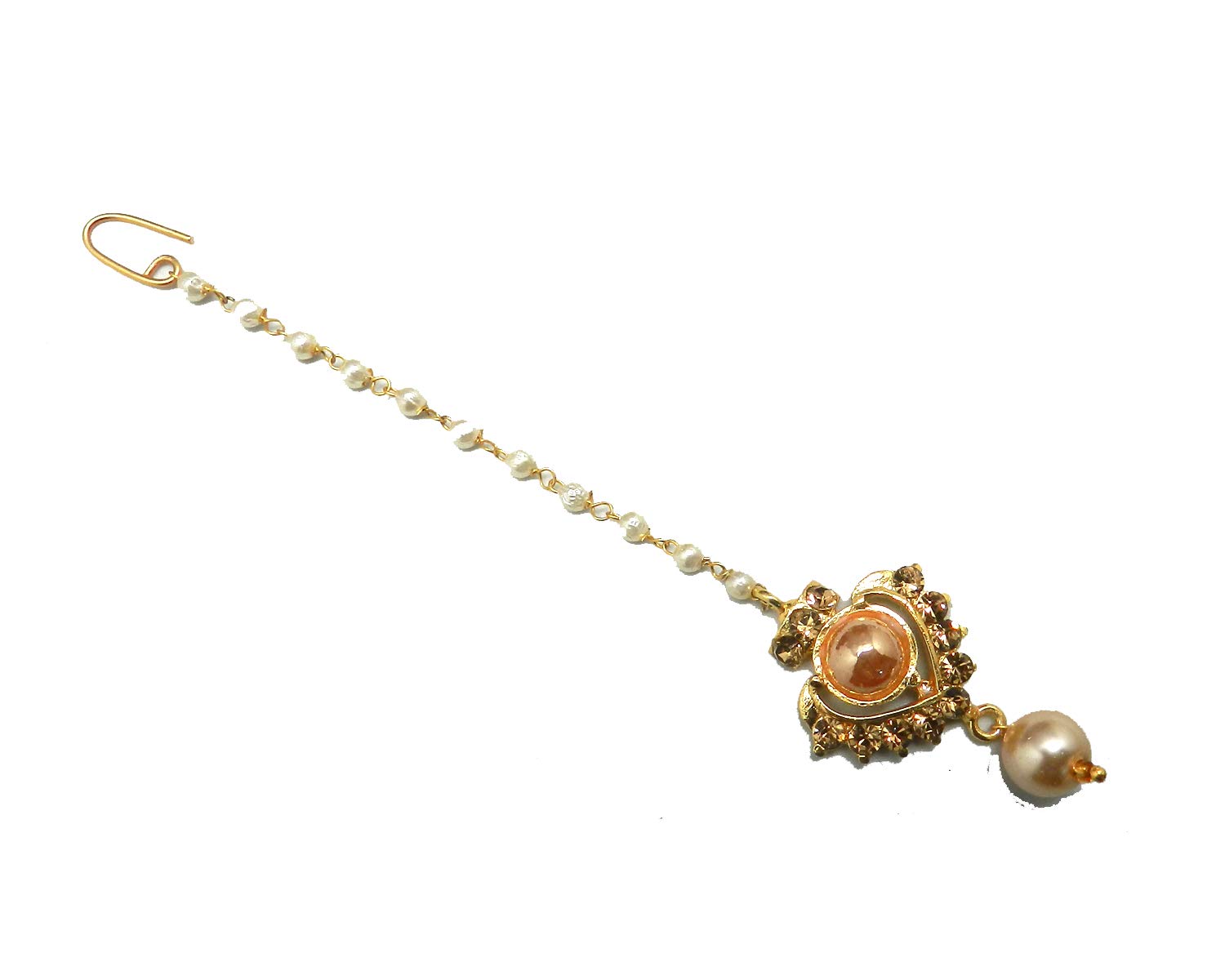 radhesh creation and jewellery Gold Plated Maang Tikka for Women and Girls-picture-22