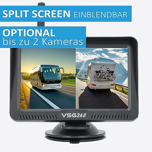 VSG24 5“ HD Funk Rückfahrsystem Premium ONE für PKW, KFZ Set kabellos inkl. Rückfahrkamera +...