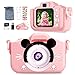 Appareil Photo Enfant-Mini Caméra Numérique Rechargeable Caméscope Photo Vidéo Cadeau pour Filles et Garçons de 3 à 12 Ans,avec 32G Carte/1080P HD/Coque en Silicone Résistant aux Chocs(Rose)