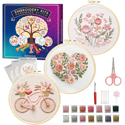Huacan Embroidery Kit for Beginners with Tutorial Video & Gift Box