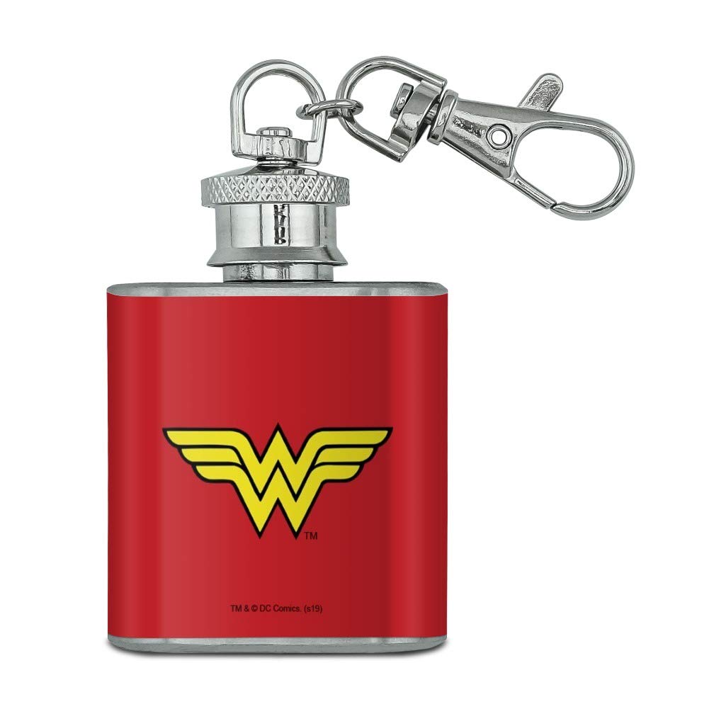 Wonder Woman Classic Logo Stainless Steel 1oz Mini Flask Key Chain