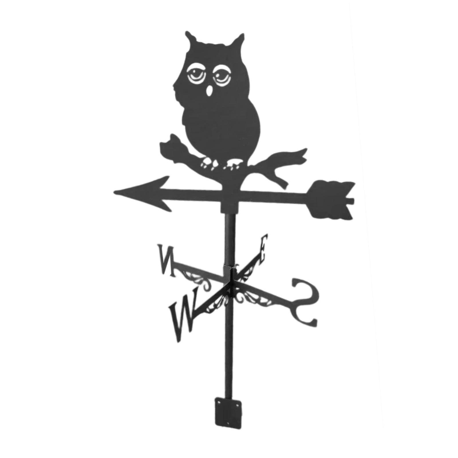 Roof Weather Vane with Animal Silhouette Figurine Garden Stake Weathervane Owl,Chat,35x60cm