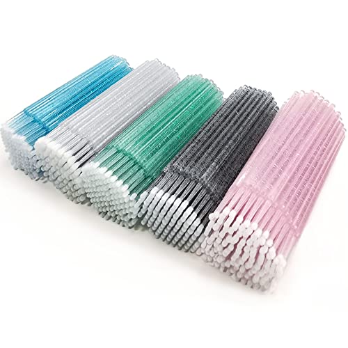 Image of 500 Pcs Disposable Micro Applicator Brush for Eyelash Extension, Micro Cotton Swabs, Lips Mascara Wands 5 Color