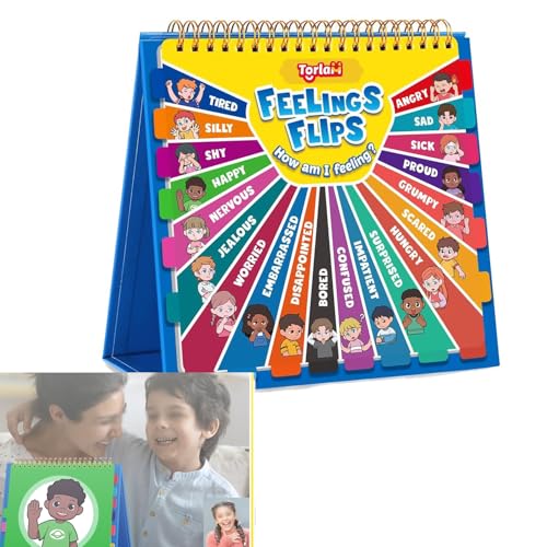 JJKTO Sentimenti Ed Emozioni Libri per Bambini，Grafico delle Emozioni per Bambini，Grafico dei Sentimenti E ' del Flipbook Socio-emotivo per Scuola，Materna, Asilo Nido, Aula, Cas