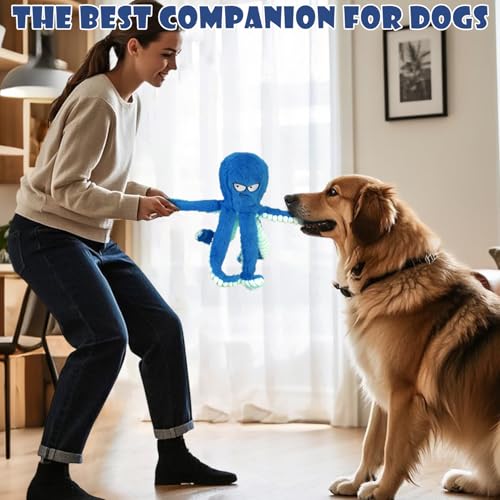 Chongqile Quietschende Hundespielzeuge- Plüsch Plüsch Plüschtiere für große Welpen- Oktopus geformte Spielzeug, um sie beschäftigt zu halten- Outddor für Indoor Play- Tug of War Game