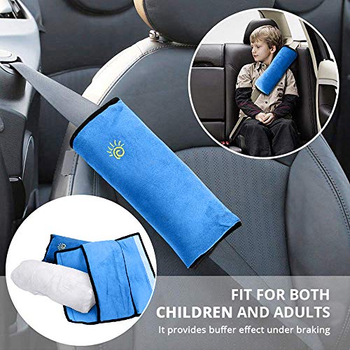 2PC Blue Seat Belt Pillow for Kids, Baby Seatbelt Pillow, Carseat Pillow Protector for Toddler Travel, Kids Travel Seat Belt Pillow, Seatbelt Strap Covers for Child Infant