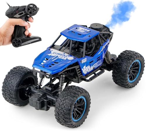 Image of Zest 4 Toyz Remote Control Car For Kids With Mist Smoke Effect 2 Wd Monster Truck Rock Crawler Climbing Rc Toy Vehicle Car For Boys And Girls-Blue