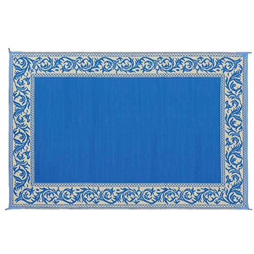 Stylish-Camping-Mings-Mark-RD3-Reversible-Classical-Patio-Mat-6-x-9-BlueBeige
