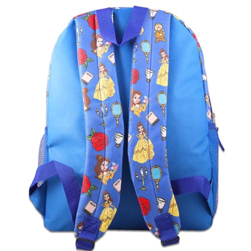 Beauty and the Beast Backpack for Girls Set - Bundle with 16" Princess Belle Backpack, Water Bottle, Stickers, and More | Beauty and the Beast Bag Disney3