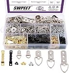 415 Pcs Heavy Duty Assortiment de cintres photo avec vis, cintrés photo Kit d'assortiment pour solutions de suspension photo avec boîte transparente - 7 Modèles