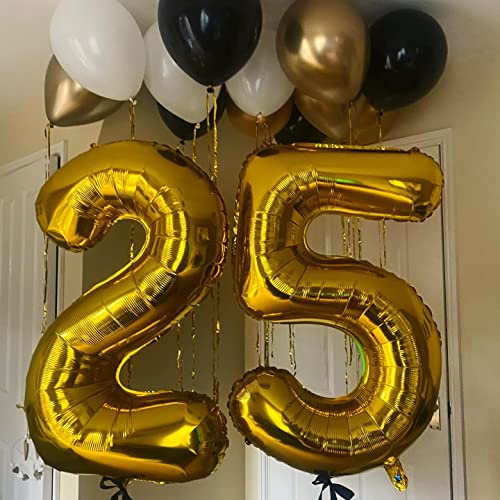 Image of 40 Inch Gold 25 Number Balloons Giant Jumbo Huge 25 or 52 Foil Mylar Helium Number Digital Balloons Gold Birthday Mylar Digital Balloons 25 Birthday Party 25th Anniversary Events Party Decorations