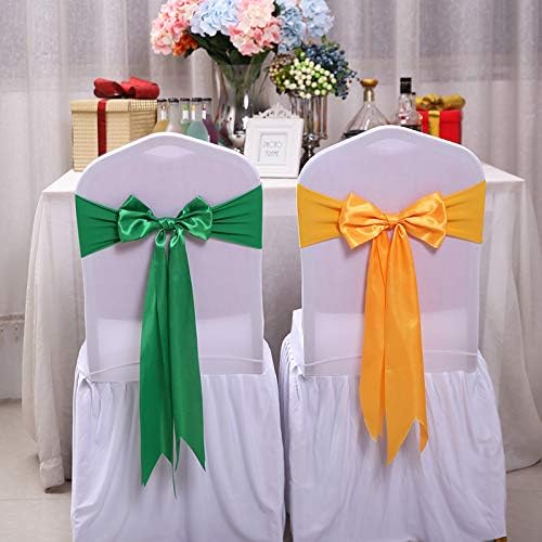 Chair Bow Sashes, 25pcs Purple Satin Spandex Chair Covers with Ribbons Chair Tie Backs
