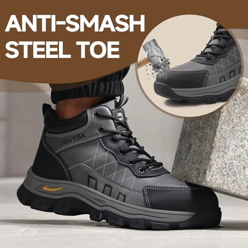 Image of Steel Toe Work Shoes for Men, Lightweight Safety Shoes with Puncture Resistant Midsole, Comfortable Protective Work Shoes for Warehouse Factory Light Construction