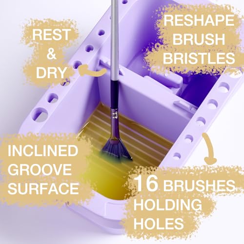 Image of SEVENY Paint Brush Cleaner, Holder & Organizer with Palette, Purple | For Acrylic, For Watercolor, For Water-Based Paints
