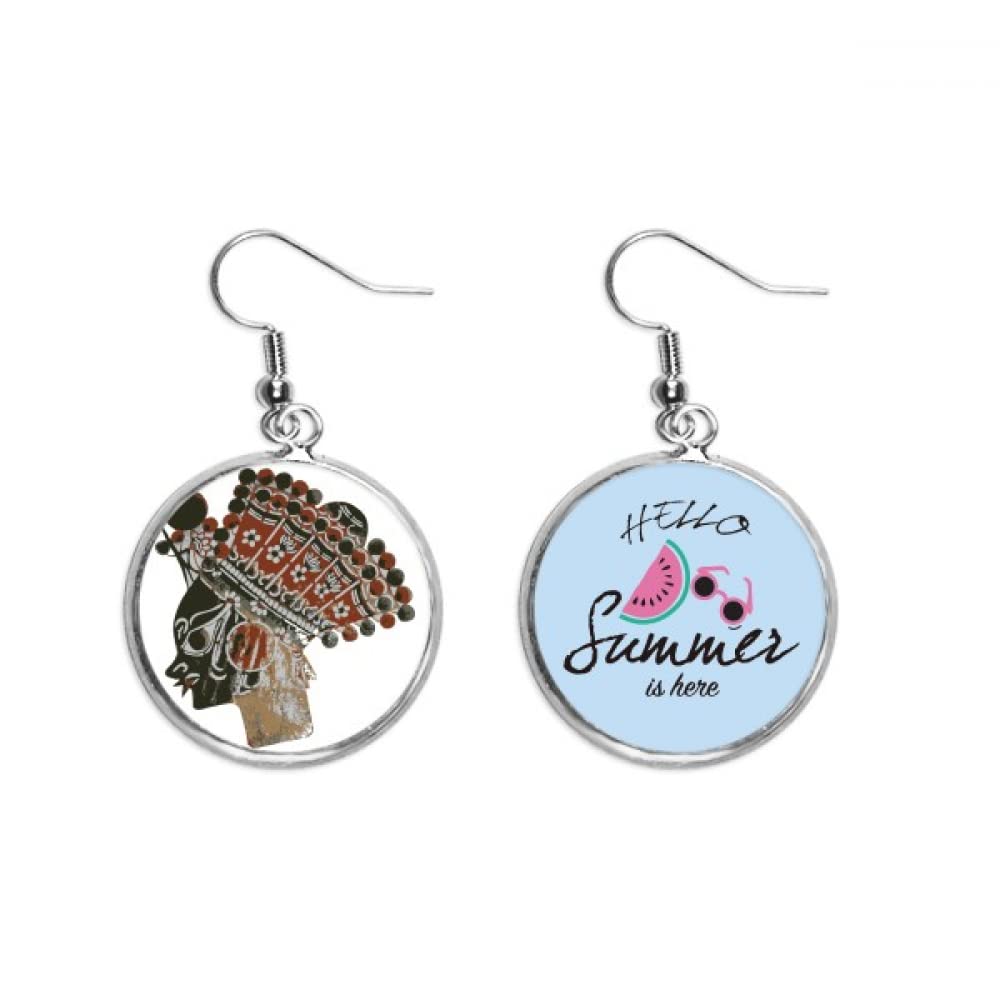 Pendientes de sandía de estilo étnico tradicional con diseño de siluetas de sombras 5