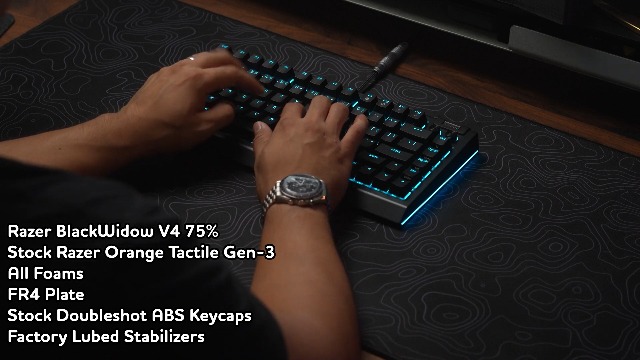 Razer BlackWidow V4 75% Mechanical Gaming Keyboard, Orange Tactile