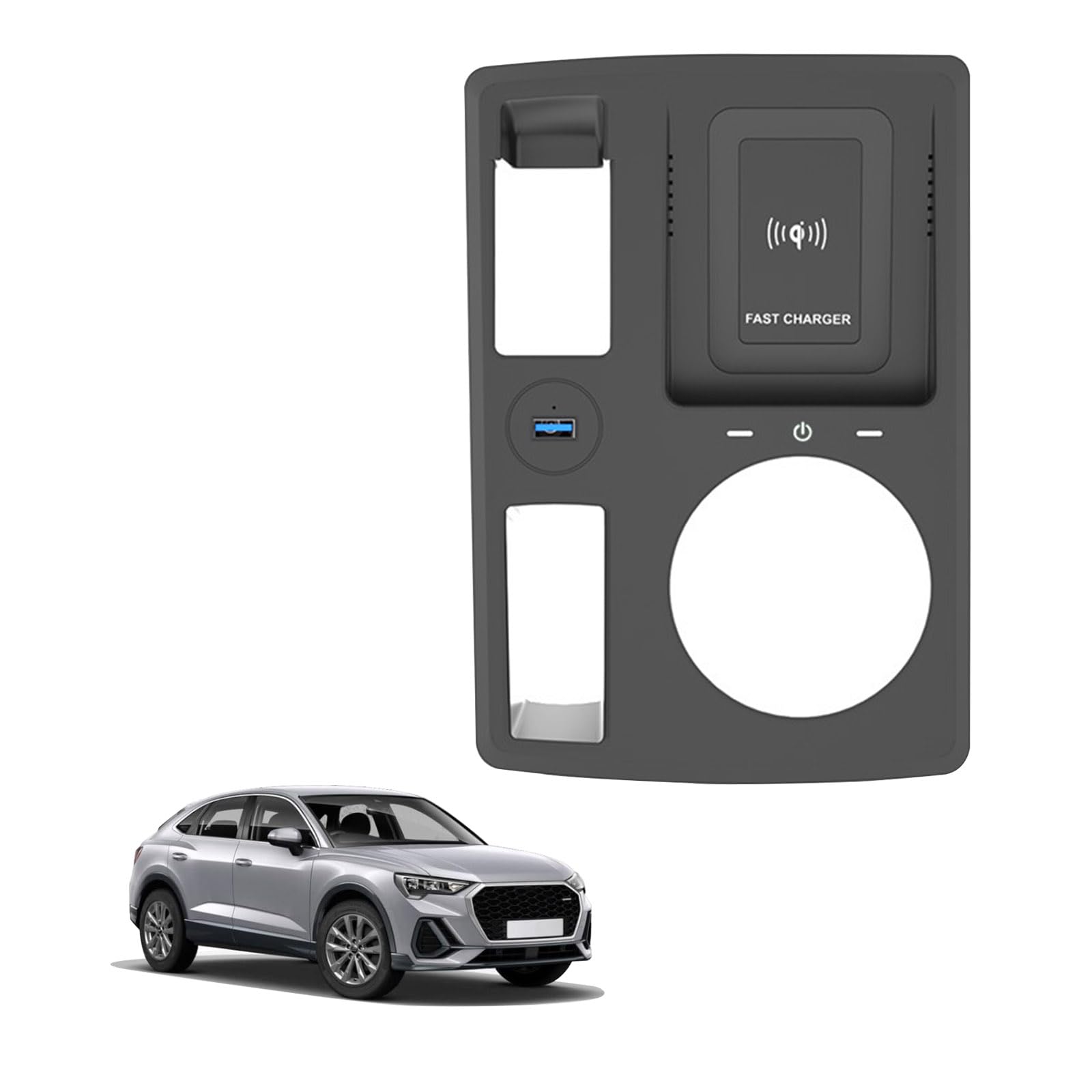 Bezprzewodowa ładowarka samochodowa do Audi Q3 2019-2023, Q3 Sportback 2020-2023, 15W QI Szybka ładowarka do ładowarki z portem USB QC3.0 dla telefonów QI