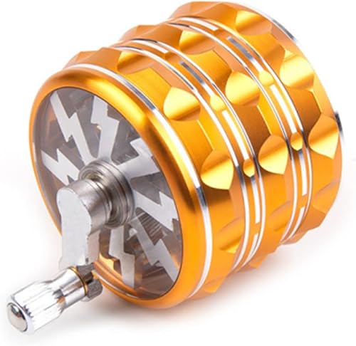 Molinillo de manivela de 2.5 pulgadas, molinillo grande potable con cubierta superior transparente, el mejor regalo (amarillo)