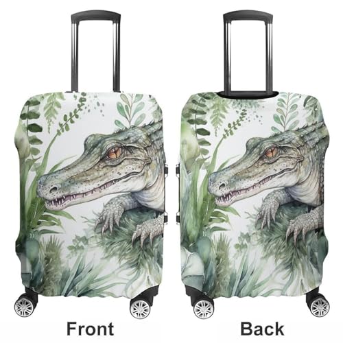 Crocodile Green Luggage Cover, Washable Elastic Suitcase Cover Protector Fit 18-32 Inch Luggage3