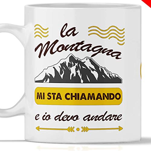 TeeDesign Tasse randonnée MONTAGNA. Tasse spéciale en céramique pour tous ceux qui aiment la montagne