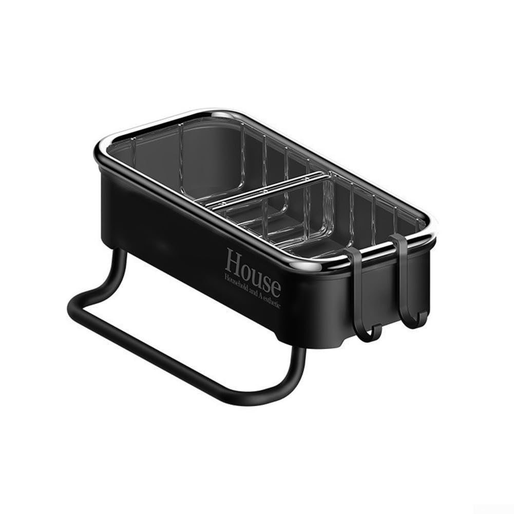 Wall Mounted Self-adhesive Sponge Soap Holder, Kitchen Sink Organizer, Multifunctional Bathroom Kitchen Sink Holder(Black)