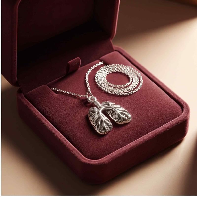 Collana a forma di polmoni anatomici in argento sterling 925 |WW_NLC_02674