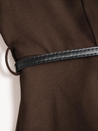 CIDER Work Office Outfits Ladies Long Sleeve V Neck Mini Dress with Belt Middle Waist3