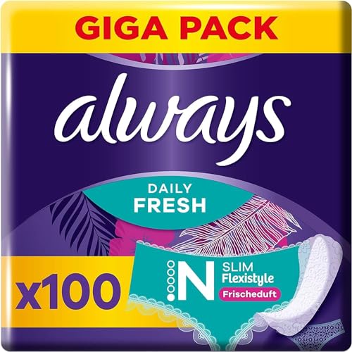 Always Dailies - Salvaslips para mujer Slim Fresh Normal (100 compresas), paquete Giga Pack, con aroma fresco, apto para todas las formas de calzoncillos, transpirables, flexibles