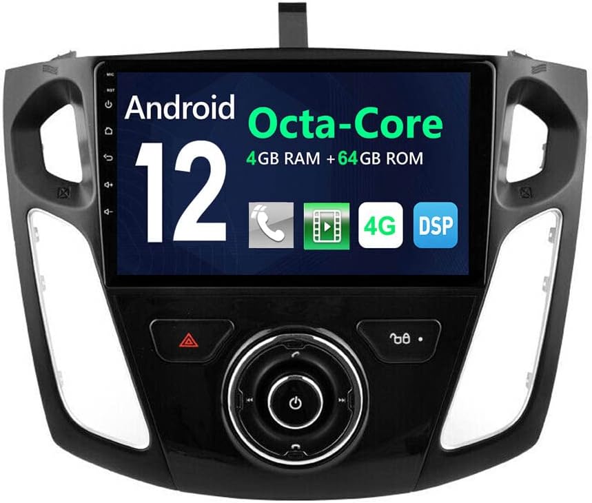 AutosionAndroid 11 4+64GB Car GPS Stereo Head Unit Navigation Radio WIFI for Ford Focus 2012 2013 2014 2015 2016 2017 Bluetooth Support Steeirng Wheel Control 4G Carplay Android Auto