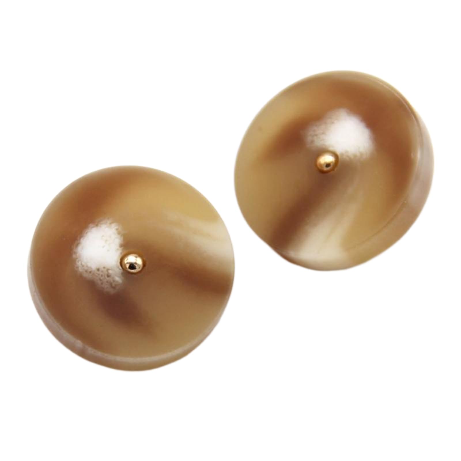 Vintage Big Gold Metal Shank Resin Buttons Decorations for Women's Clothing, Suits, Coats Handmade Black Color Sewing Accessories, Pattern Brown, 15 mm 10pcs