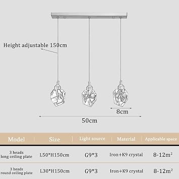 Chandelier Modern Crystal Pendant Lights Round gold Hanging 3-Light Ceiling Lamp with Adjustable Cord Raindrop Dimmable Chandeliers for Dining Room Kitchen Island Staircase Foyer Farmhouse