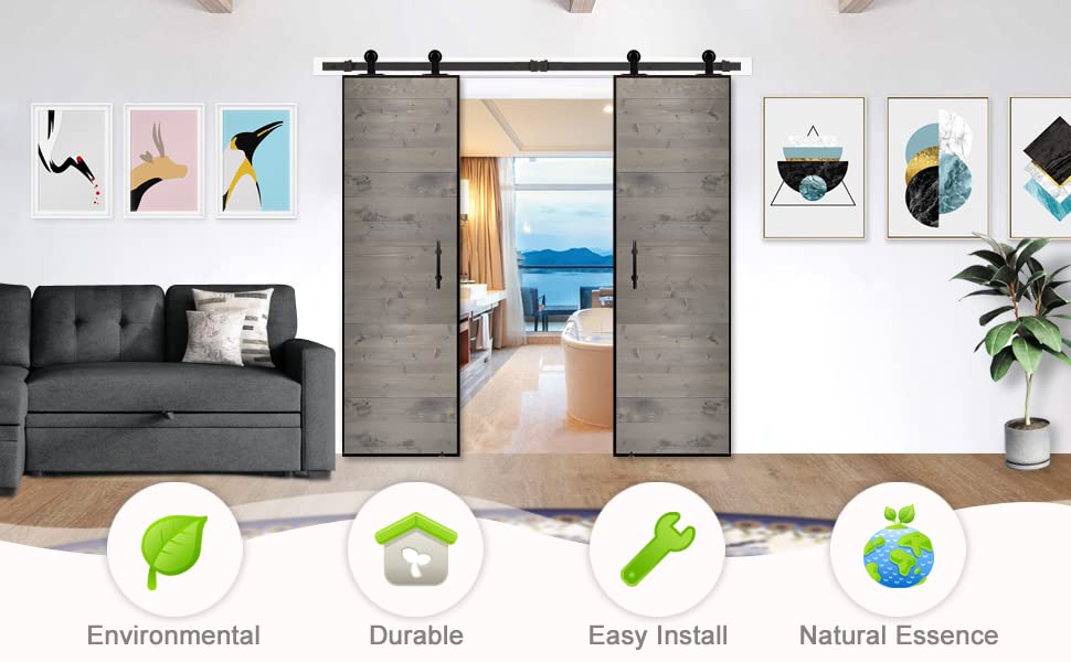 S&Z tophand® 20 in. x 84 Unfinished Barn Door with 5FT Sliding Hardware Kit, - 42in Stainless Steel Frame Modern Style Door/Sliding Door/Simple Assembly is Required