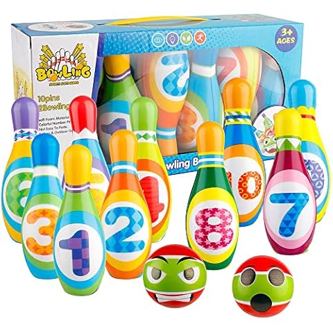 Furado Kids Bowling Set, Skittles Game for Kids with 10 Bowling Pins and 2 Balls, Indoor & Outdoor Games Set for Family Games, Educational Toy Mini Bowling Set for Boys Girls 3+ Years Old Cover