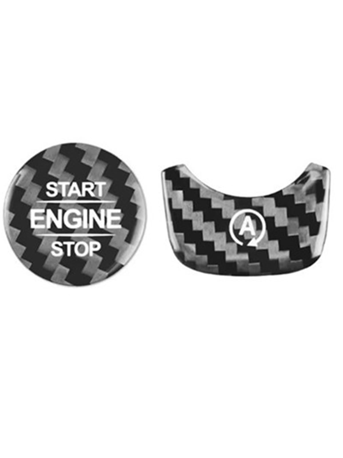 Decorative Stickers Compatible with Benz A CLA Class W177 C118 for for AMG Carbon Fiber Texture Sticker for Car Engine Start and Stop Buttons(Black)