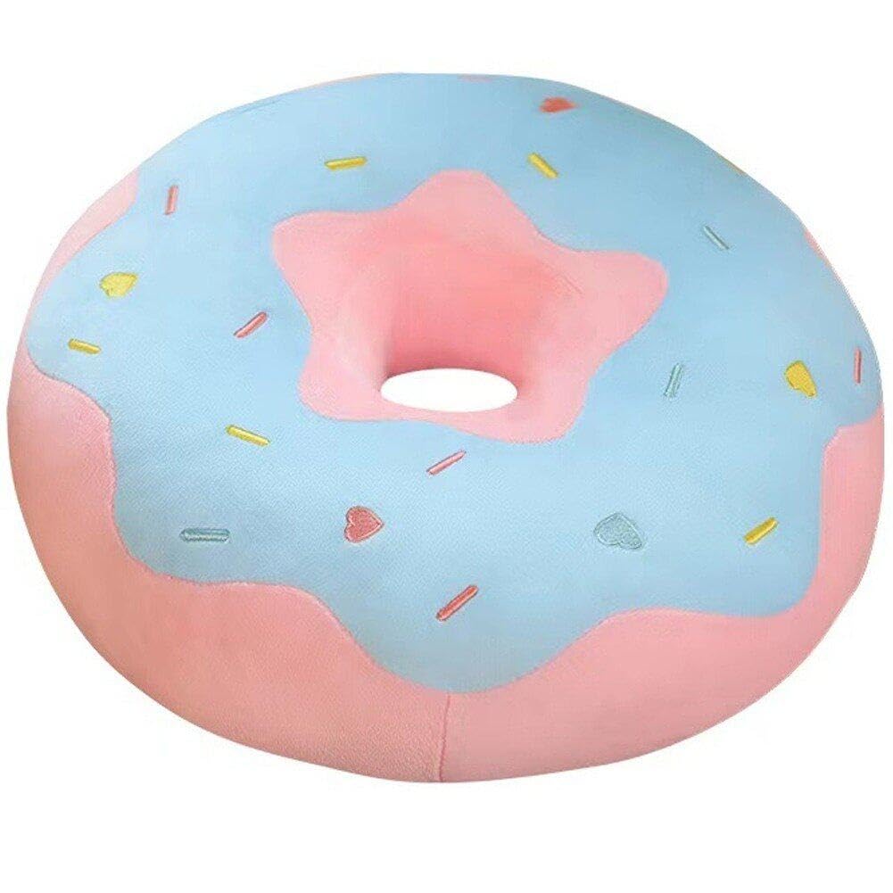 Sanfly Blue Pink Donut Pillow, Doughnut Back Stuffed Cushion Throw Pillow Sweet Donut Soft Stuffed Plush Pillow Simulation Food Sofa Chair Cushion
