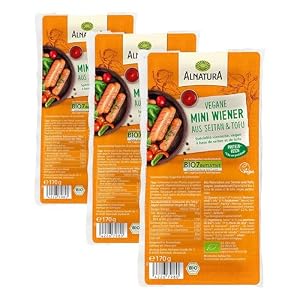 Alnatura Bio Mini Wiener Vegan, 170 g (Packung mit 3)