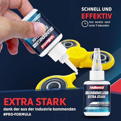 Sekundenkleber Gel Extra Stark universal - Superkleber wasserfest, hitzebeständig & mit Nadel Verschluss gegen Austrocknung - Alleskleber für Plastik, Kunststoff, Glas, Holz, Metall uvm.
