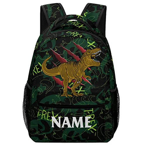 Custom Dinosaur T-Rex Backpack for Kids Boys Girls, Children Personalized Backpack with Name Text Customized Daypack Schoolbag for Student Bookbag