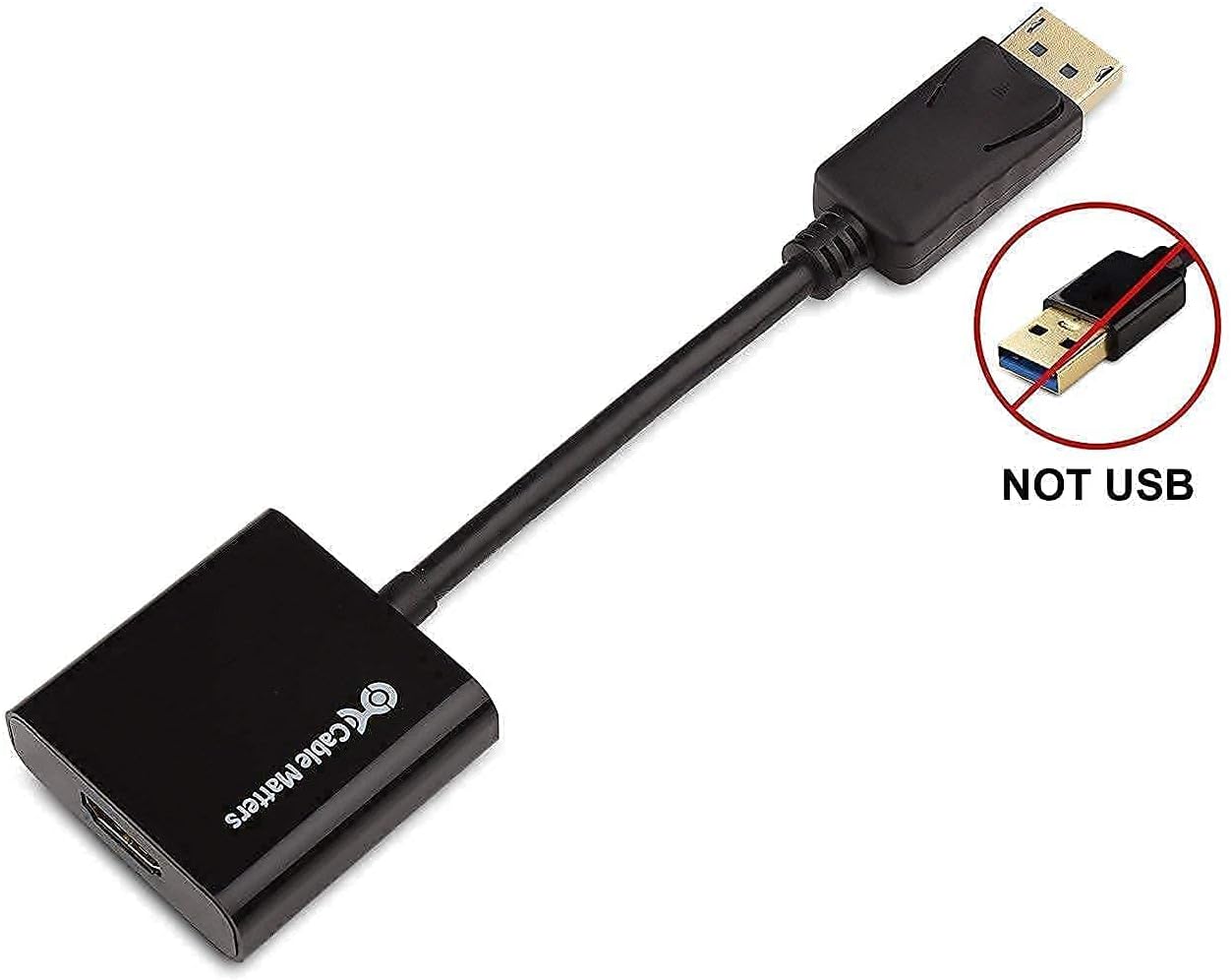 Cable Matters Active DisplayPort to HDMI Adapter (Active DP to HDMI Adapter) Supporting Eyefinity Technology and 4K Resolution & USB C to HDMI Cable in Black 6 Feet