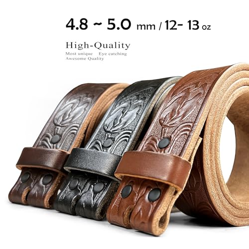 Mens Heavy-Duty (4.8~5.8 mm thick) Genuine Full Grain Leather Belt Strap 1-1/2"(38mm) Wide2