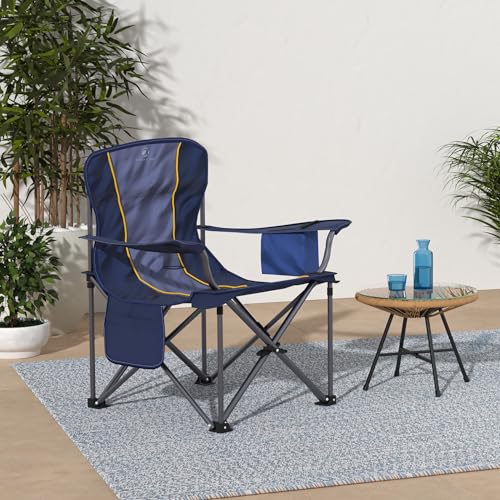 ALPHA-CAMP-Oversized-Camping-Folding-Chair-Heavy-Duty-with-Cooler-Bag-Support-450-LBS-Steel-Frame-Collapsible-Padded-Arm-Quad-Lumbar-Back-Chair-Portable-for-Lawn-OutdoorBlue