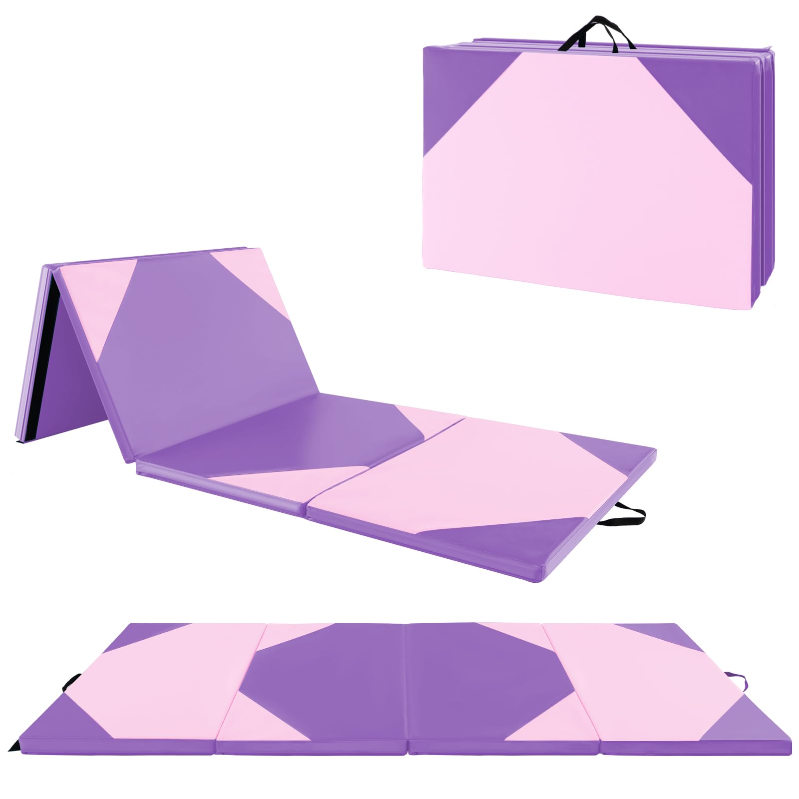 Tapis De Gym Pliable GOPLUS – 300x117x5 Cm – 4 Panneaux – Mousse EPE – Housse PU Antidérapant