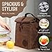 ASEBBO Insulated Lunch Bag 10L Sturdy Waxed Canvas Lunch Box for Men and Women, Leakproof Insulated Cooler Bag for Work Picnic Hiking, Lunchbox for Adults with Shoulder Strap (Brown)