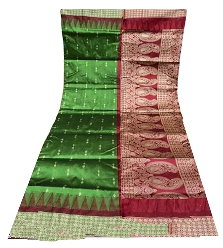 CIPS Sambalpuri Pasapalli Buti Odisha Saree Handloom Silk - Parrot Green Maroon
