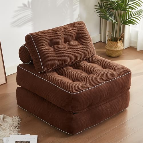 Litbird Faltbares 4-in-1 Sofa Bett – Sitzsack-Sofa, Relaxsessel, Spielsofa, Schlafsofa & Gästebett für kleine Räume, Sessel fürs Schlafzimmer & Wohnzimmer (Braun, 89.9 cm)