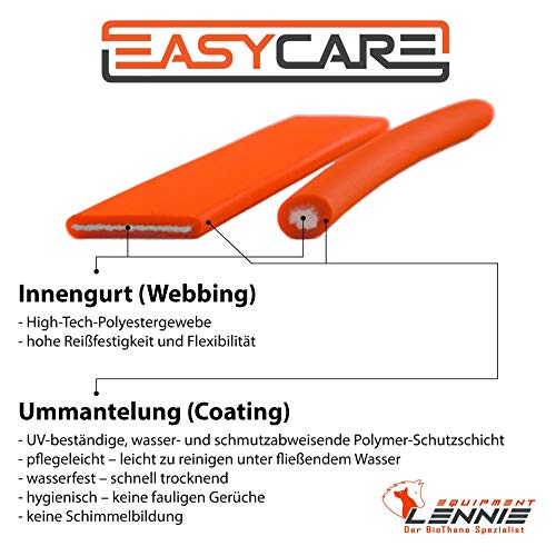 LENNIE Wasserfeste Schleppleine für kleine Hunde, Made in Germany, Easycare rund, 5m 10m 15m Hundeleine ohne Handschlaufe, Neon-Orange [Ø 6mm (bis 15kg), 10m]